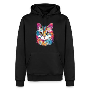 Chat - Sweat à capuche Premium bio Homme - noir - Devant - Nico (187cm)
