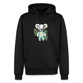 Eukalyptus-Träumer: Koala-T-Shirt - Männer Premium Bio Hoodie - Schwarz - Vorne - Nico (187cm)
