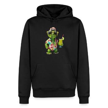 Ne vous dépêchez pas, soyez heureux, mignonne petite tortue tortue - Sweat à capuche Premium bio Homme - noir - Devant - Nico (187cm)