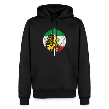 Shir o Khorshid - Persian Design (Iran) - Men’s Premium Organic Hoodie - black - Front - Nico (187cm)