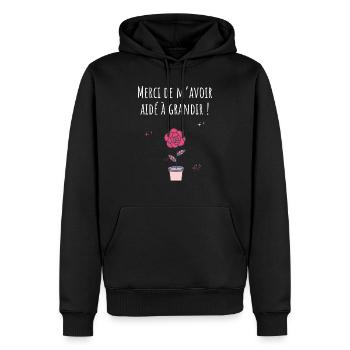 Merci de m’avoir aidé à grandir -cadeau nounou - Sweat à capuche Premium bio Homme - noir - Devant - Nico (187cm)