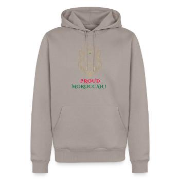 Proud MorocCan - Lion - Sweat à capuche Premium bio Homme - taupe - Devant - Nico (187cm)