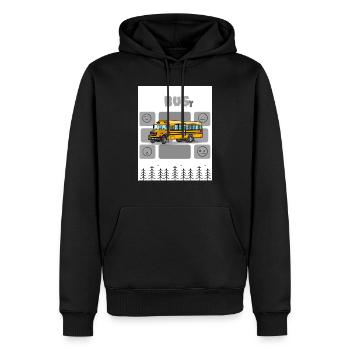 Occupé. Sur la route. Occupé. - Sweat à capuche Premium bio Homme - noir - Devant - Nico (187cm)