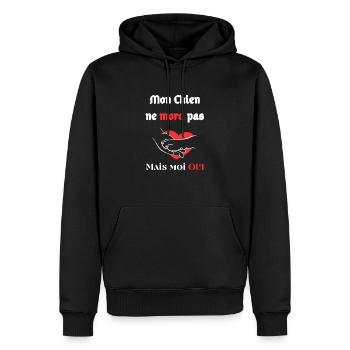 Mon Chien ne mord pas mais moi OUI - Sweat à capuche Premium bio Homme - noir - Devant - Nico (187cm)