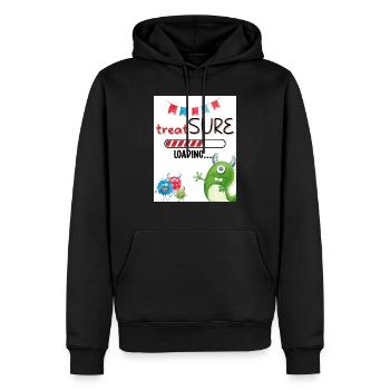 Traitance. Fête. - Sweat à capuche Premium bio Homme - noir - Devant - Nico (187cm)
