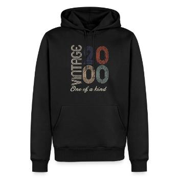 24. Geburtstag 2000 - Vintage Retro Geschenkidee - Männer Premium Bio Hoodie - Schwarz - Vorne - Nico (187cm)