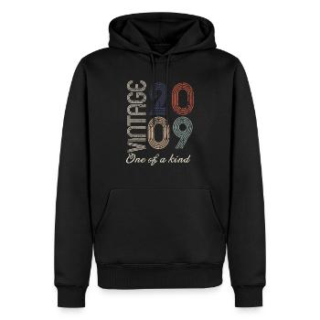 15e anniversaire 2009 - idée cadeau rétro Vintage - Sweat à capuche Premium bio Homme - noir - Devant - Nico (187cm)