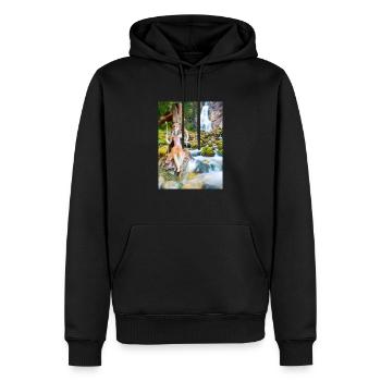 Jeune fille sur balancelle avec cascade d’eau - Sweat à capuche Premium bio Homme - noir - Devant - Nico (187cm)