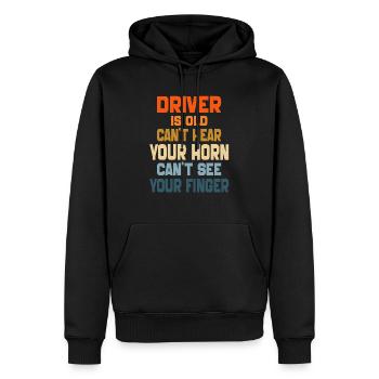 Driver is Old Can't Hear Your Horn retro vintage - Sweat à capuche Premium bio Homme - noir - Devant - Nico (187cm)