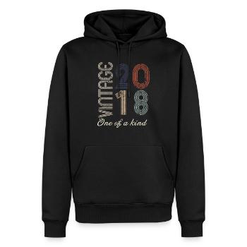 6e anniversaire 2018 - idée cadeau rétro Vintage - Sweat à capuche Premium bio Homme - noir - Devant - Nico (187cm)