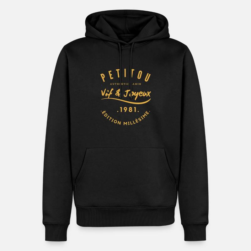 « Petitou 1981 » - Sweat à capuche Premium bio Homme - noir