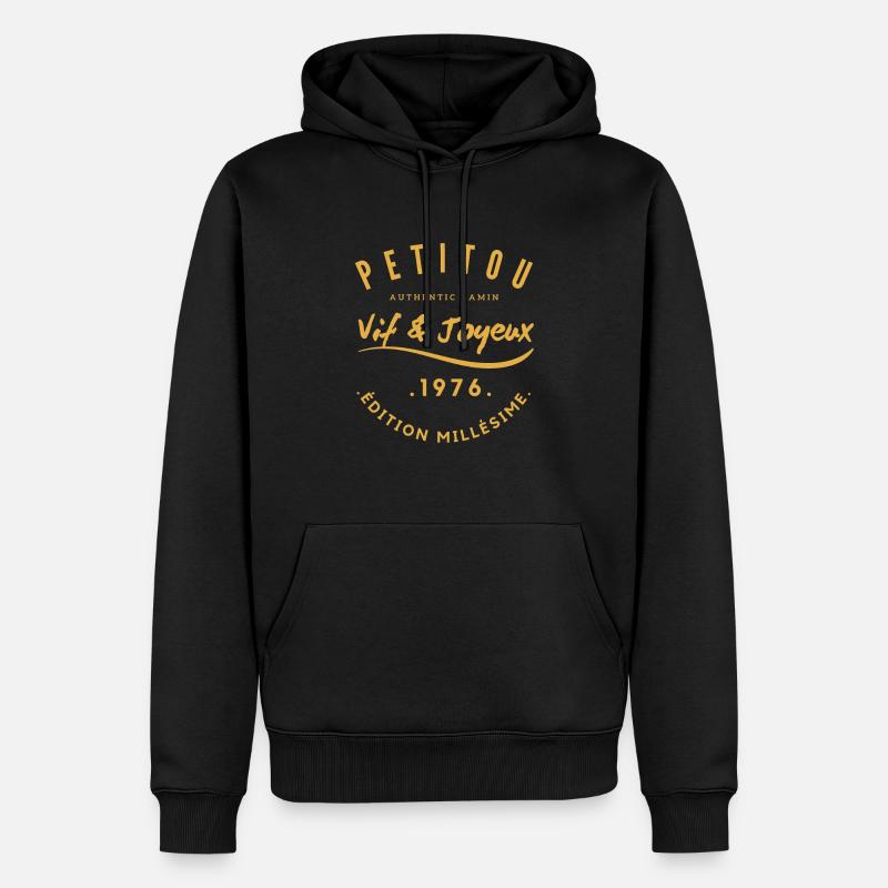 « Petitou 1976 » - Sweat à capuche Premium bio Homme - noir