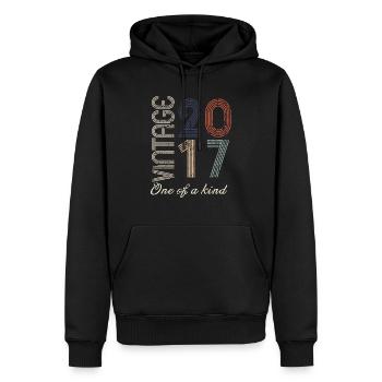 7e anniversaire 2017 - idée cadeau rétro Vintage - Sweat à capuche Premium bio Homme - noir - Devant - Nico (187cm)