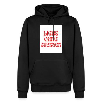 Liebe ohne Grenzen - Männer Premium Bio Hoodie - Schwarz - Vorne - Nico (187cm)