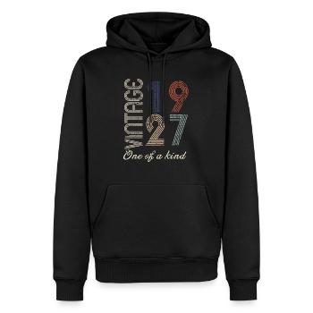 97e anniversaire 1927 - idée cadeau rétro Vintage - Sweat à capuche Premium bio Homme - noir - Devant - Nico (187cm)
