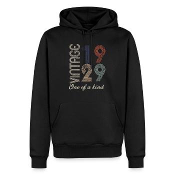 95e anniversaire 1929 - idée cadeau rétro Vintage - Sweat à capuche Premium bio Homme - noir - Devant - Nico (187cm)