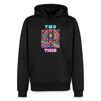 Théo Tigre - Sweat à capuche Premium bio Homme - noir - Devant - Nico (187cm)