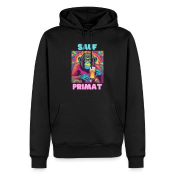 Boire du primate - Sweat à capuche Premium bio Homme - noir - Devant - Nico (187cm)
