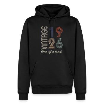 98e anniversaire 1926 - idée cadeau rétro Vintage - Sweat à capuche Premium bio Homme - noir - Devant - Nico (187cm)