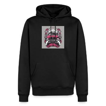 Voiture rose - Sweat à capuche Premium bio Homme - noir - Devant - Nico (187cm)