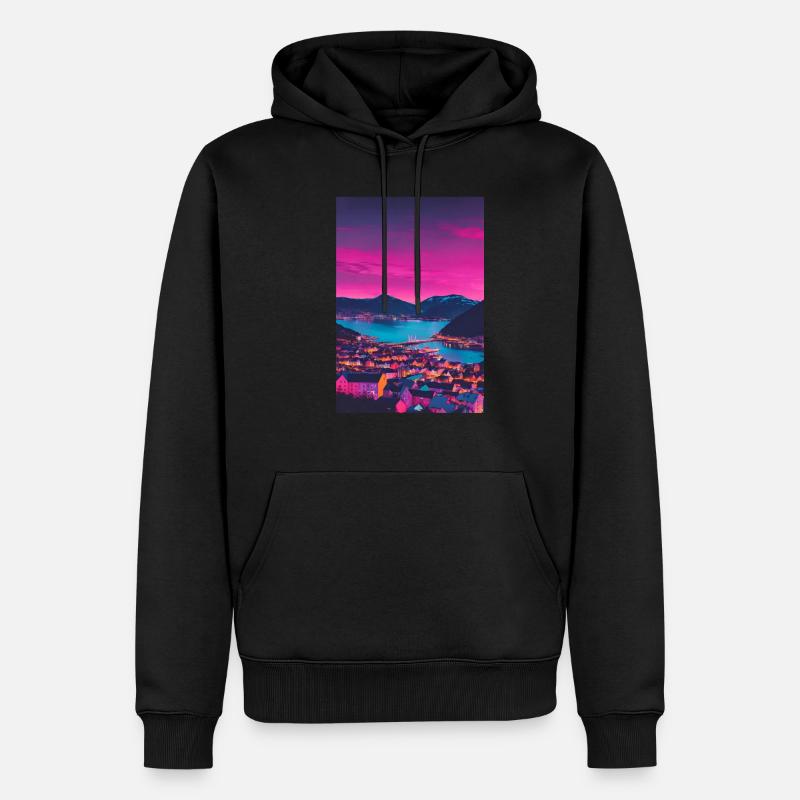 Ville au coucher du soleil - Sweat à capuche Premium bio Homme - noir