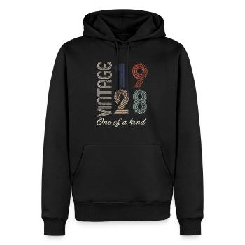 96e anniversaire 1928 - idée cadeau rétro Vintage - Sweat à capuche Premium bio Homme - noir - Devant - Nico (187cm)