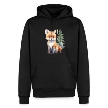 Renard dans la forêt - Sweat à capuche Premium bio Homme - noir - Devant - Nico (187cm)
