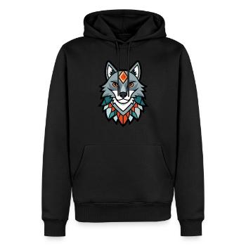 Mahakali Mystischer Wolfskult - Männer Premium Bio Hoodie - Schwarz - Vorne - Nico (187cm)