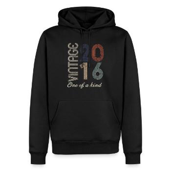 8e anniversaire 2016 - idée cadeau rétro Vintage - Sweat à capuche Premium bio Homme - noir - Devant - Nico (187cm)