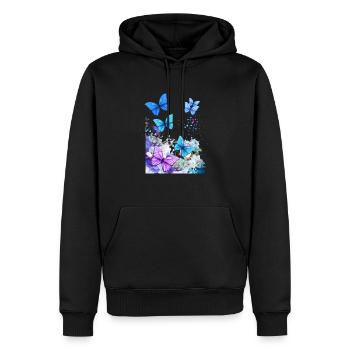 Papillons - Sweat à capuche Premium bio Homme - noir - Devant - Nico (187cm)