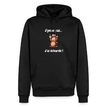 J'peux pas, j'ai écharde ! - Sweat à capuche Premium bio Homme - noir - Devant - Nico (187cm)