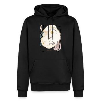 Design moderne avec visage abstrait, fond d’aquarelle, - Sweat à capuche Premium bio Homme - noir - Devant - Nico (187cm)