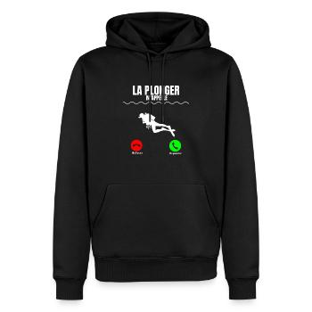 La plonger m'appelle - Sweat à capuche Premium bio Homme - noir - Devant - Nico (187cm)