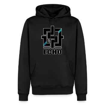 Geometric Echoes - Men’s Premium Organic Hoodie - black - Front - Nico (187cm)