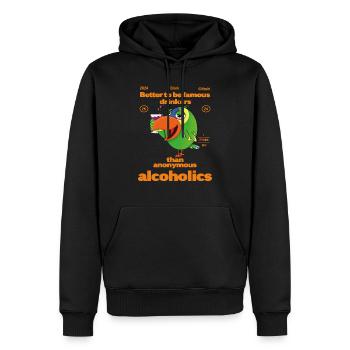 Alcoholic Parrot - Men’s Premium Organic Hoodie - black - Front - Nico (187cm)