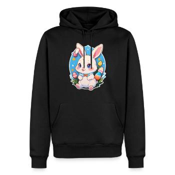 Lapin de Pâques mignon et enfantin - Sweat à capuche Premium bio Homme - noir - Devant - Nico (187cm)