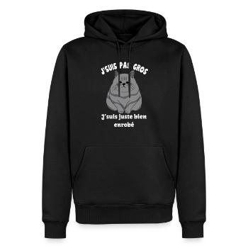 Große weiße Katze - Männer Premium Bio Hoodie - Schwarz - Vorne - Nico (187cm)