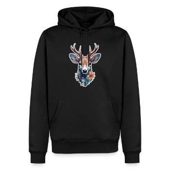 Hirsch jung - Männer Premium Bio Hoodie - Schwarz - Vorne - Nico (187cm)
