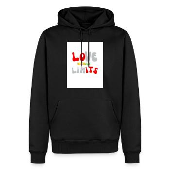 Love without limits - Sweat à capuche Premium bio Homme - noir - Devant - Nico (187cm)