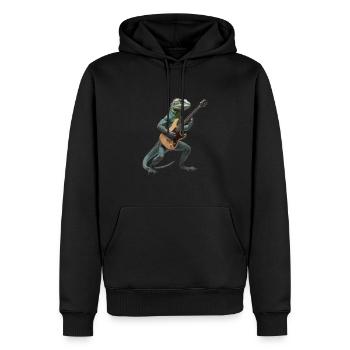 Lezard geko guitare - Sweat à capuche Premium bio Homme - noir - Devant - Nico (187cm)
