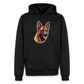 Tête de malinois belge - Sweat à capuche Premium bio Homme - noir - Devant - Nico (187cm)