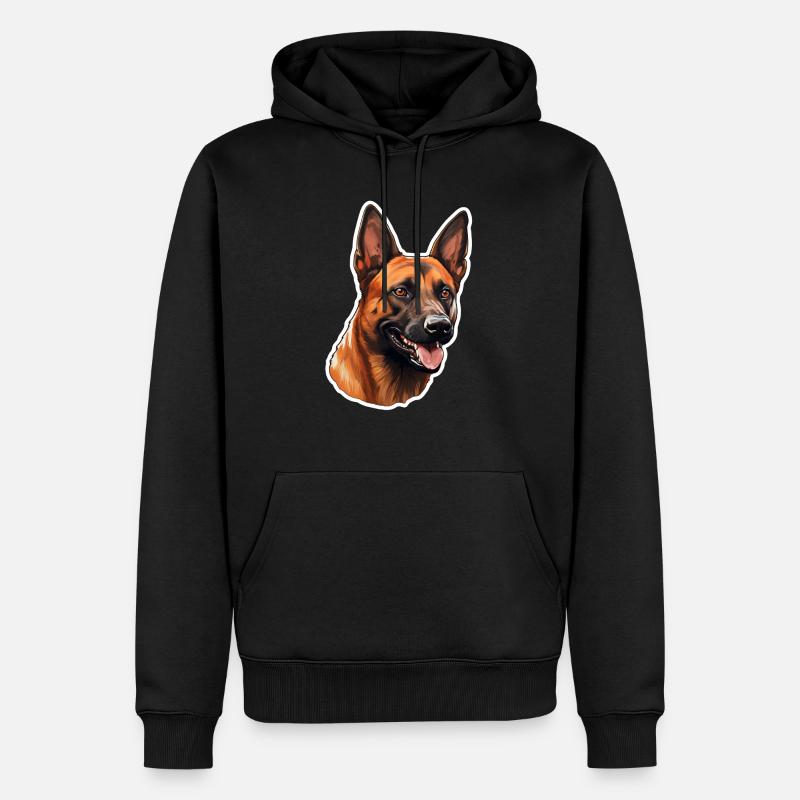 Tête de malinois belge - Sweat à capuche Premium bio Homme - noir
