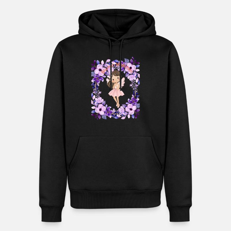 Blumen Mädchen - Männer Premium Bio Hoodie - Schwarz