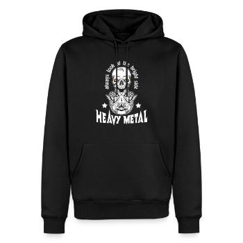 Design en métal lourd : toujours regarder le bon côté des choses - Sweat à capuche Premium bio Homme - noir - Devant - Nico (187cm)