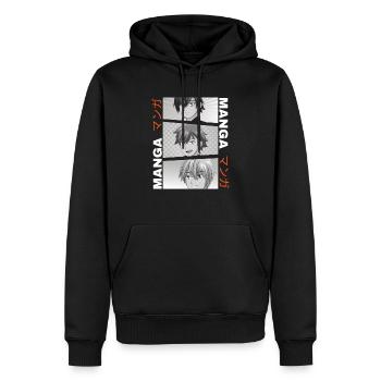 manga japonais otaku, manga design,manga - Sweat à capuche Premium bio Homme - noir - Devant - Nico (187cm)