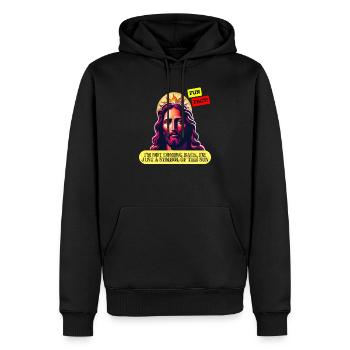 Jesus is not coming back - Men’s Premium Organic Hoodie - black - Front - Nico (187cm)