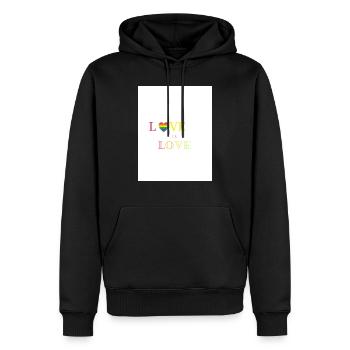 love - Sweat à capuche Premium bio Homme - noir - Devant - Nico (187cm)