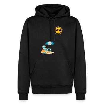 Soleil au bord de plage - Sweat à capuche Premium bio Homme - noir - Devant - Nico (187cm)