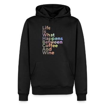 Life is - Männer Premium Bio Hoodie - Schwarz - Vorne - Nico (187cm)