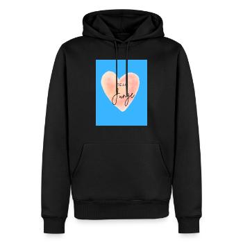 Coeur rose rose avec police Team Boy Gender Party - Sweat à capuche Premium bio Homme - noir - Devant - Nico (187cm)